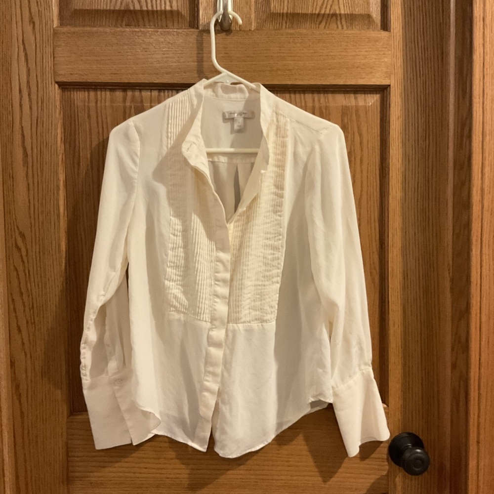 Banana Republic 100% Silk Pintuck Blouse – Size Small – Ivory